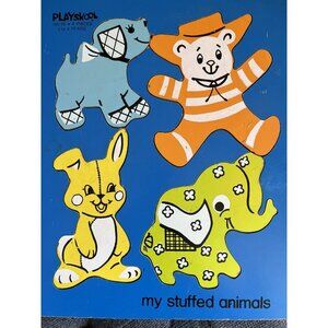 Vintage Playskool Wood Tray Puzzle My Stuffed Animals